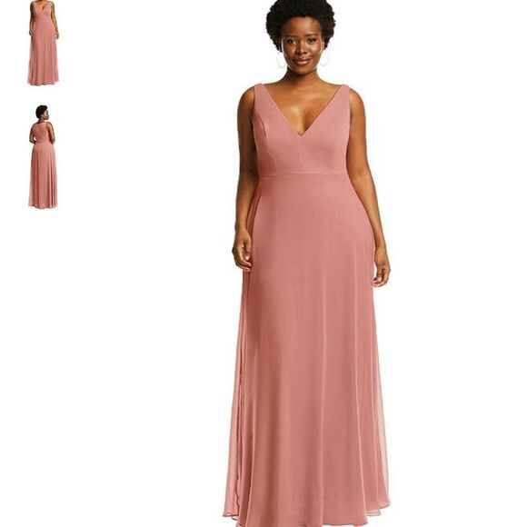 NWOT After Six Maxi Dress Desert Rose V Neck Chiffon Gown Size 0 - Picture 14 of 15